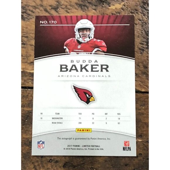 2017 Panini Limited Budda Baker Gold Auto Autograph SSP RC 10/25 - Picture 2 of 3